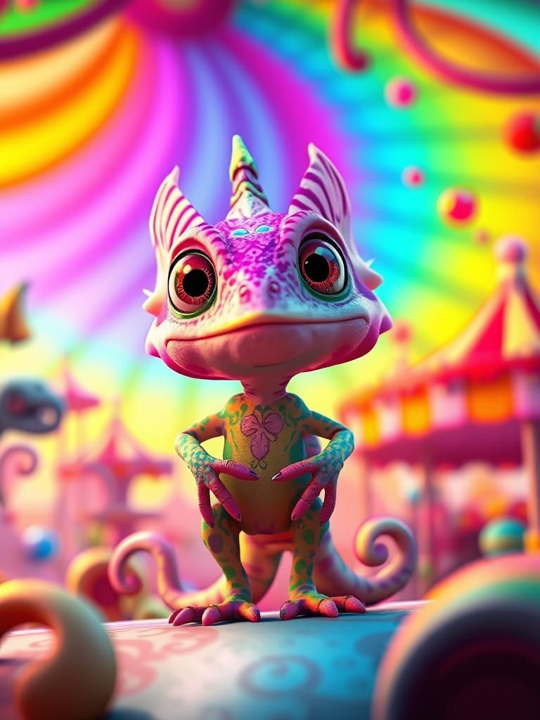 Vibrant Carnival Scene in 3D Digital Art Style