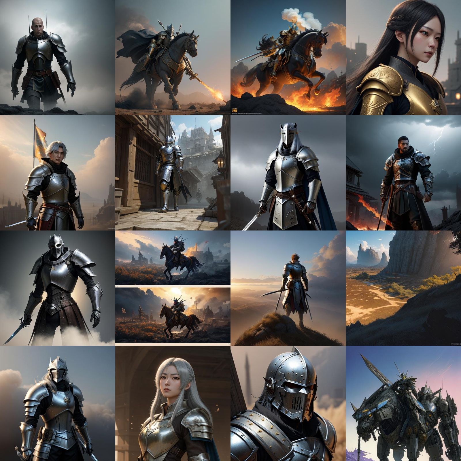 Medieval White Knight in War: 3D Anime Art