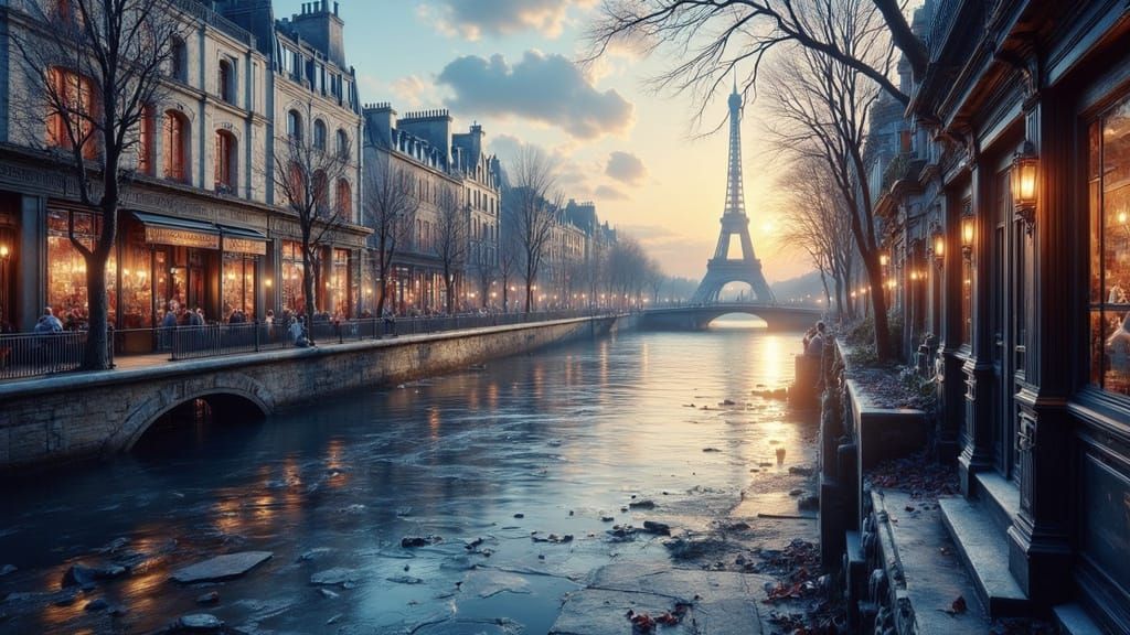 Parisian Seine Riverbanks at Late Afternoon