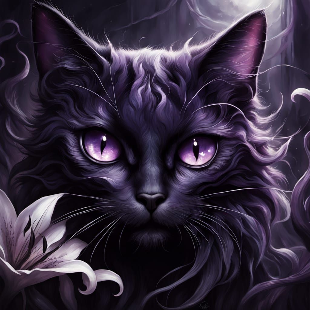 Sinister Cheshire Cat in Surreal Dark Fantasy