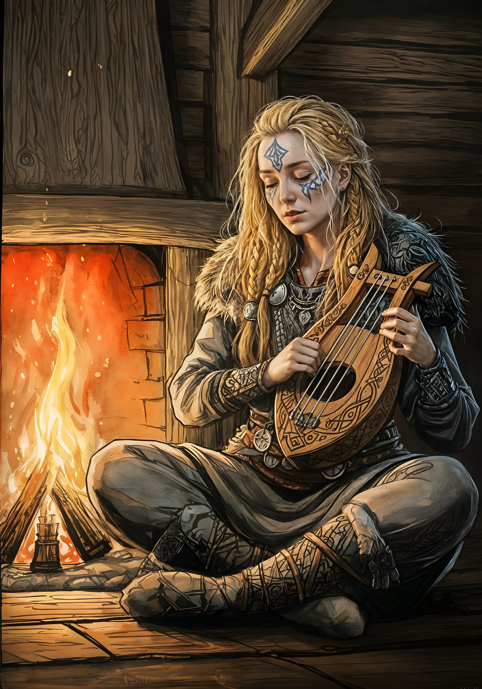 Norse Skald Bard in Longhouse Ambiance