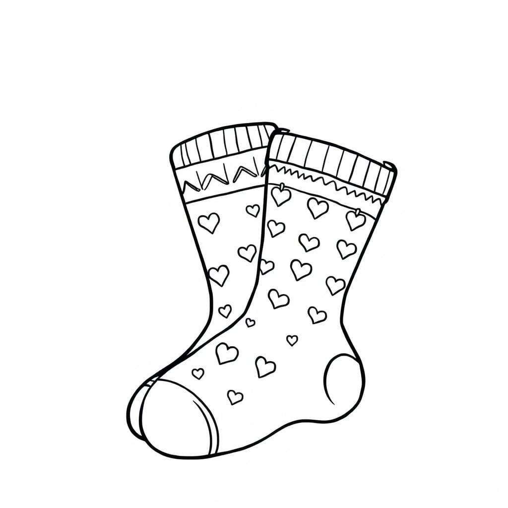 Colorful Kids' Socks Line Art for Customization