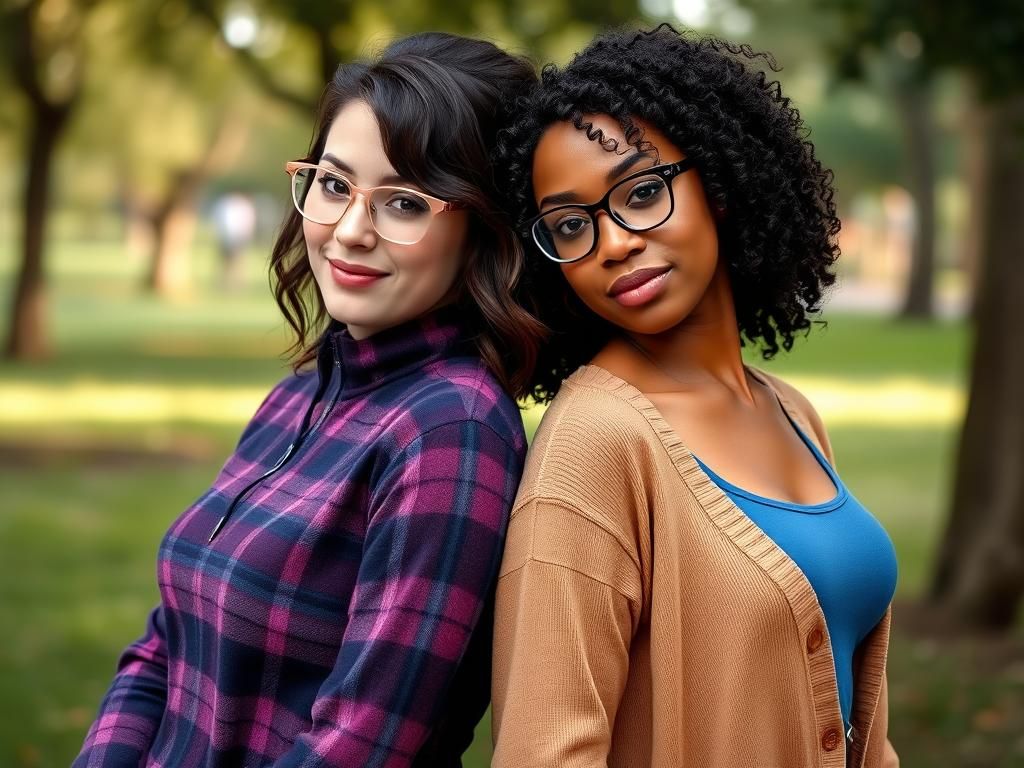 Two Beautiful Women Resting Together in a Park