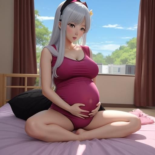 Anime-Style Male Pregnancy and Birth Illustration
