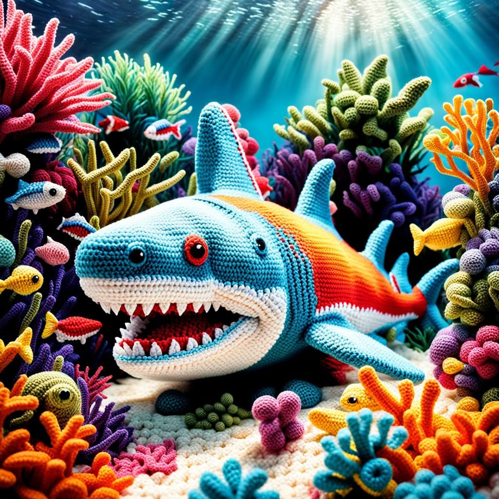 Crochet Underwater Shark Fantasy in Amigurumi Style