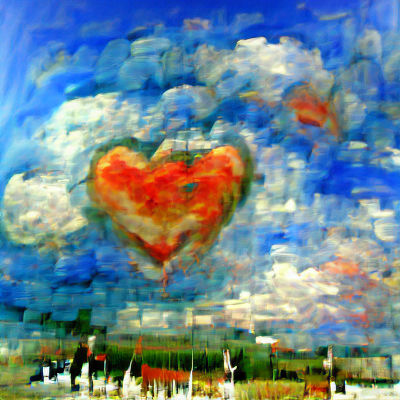 Heart-Shaped Cloud Formation in Blue Sky