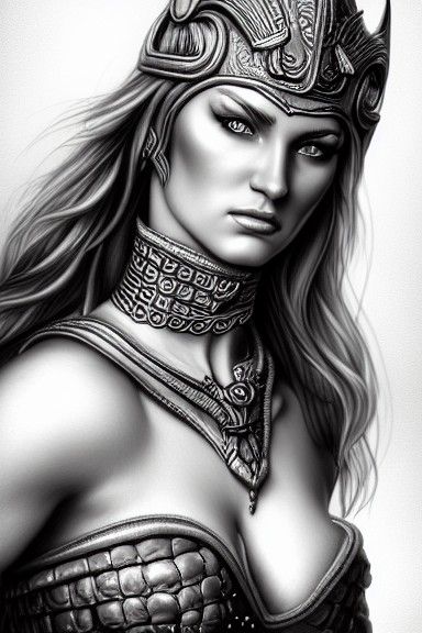 Fantasy Barbarian Queen Portrait in Heroic Style