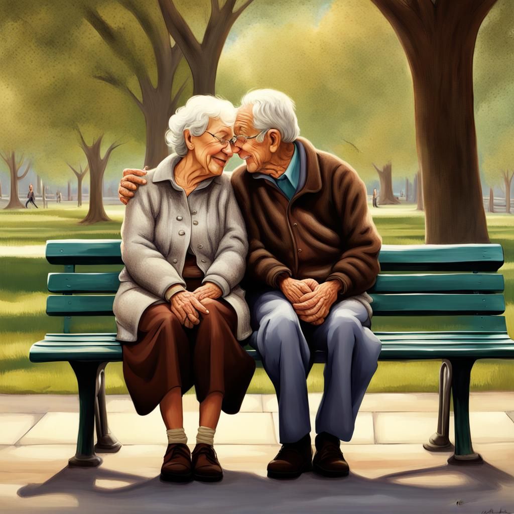 Elderly Couple Sharing a Joke in the Park