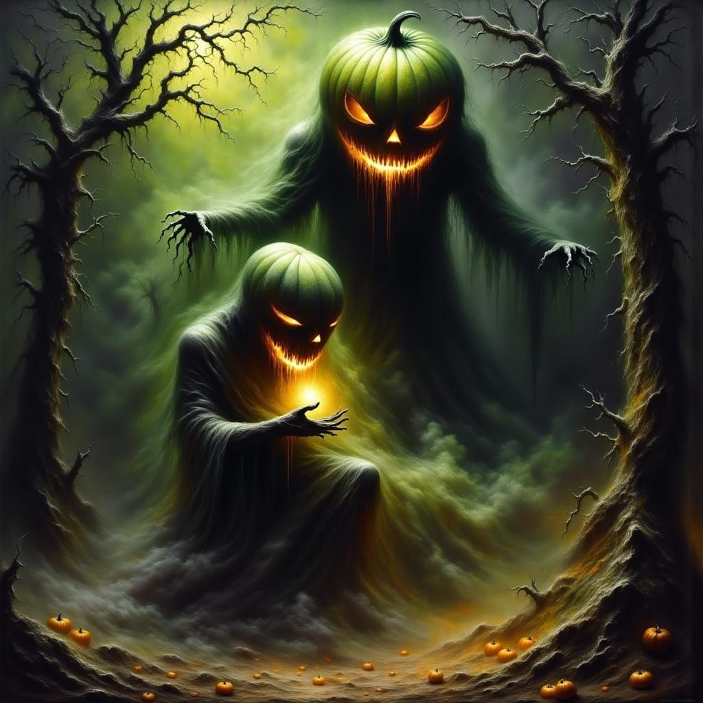 Nightmarish Birth in Gothic Horror Style