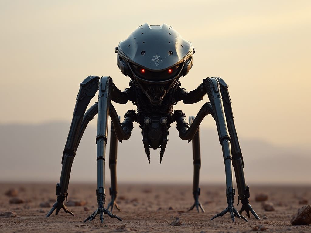 Tripod Alien Invader in Dark Sci-Fi Style