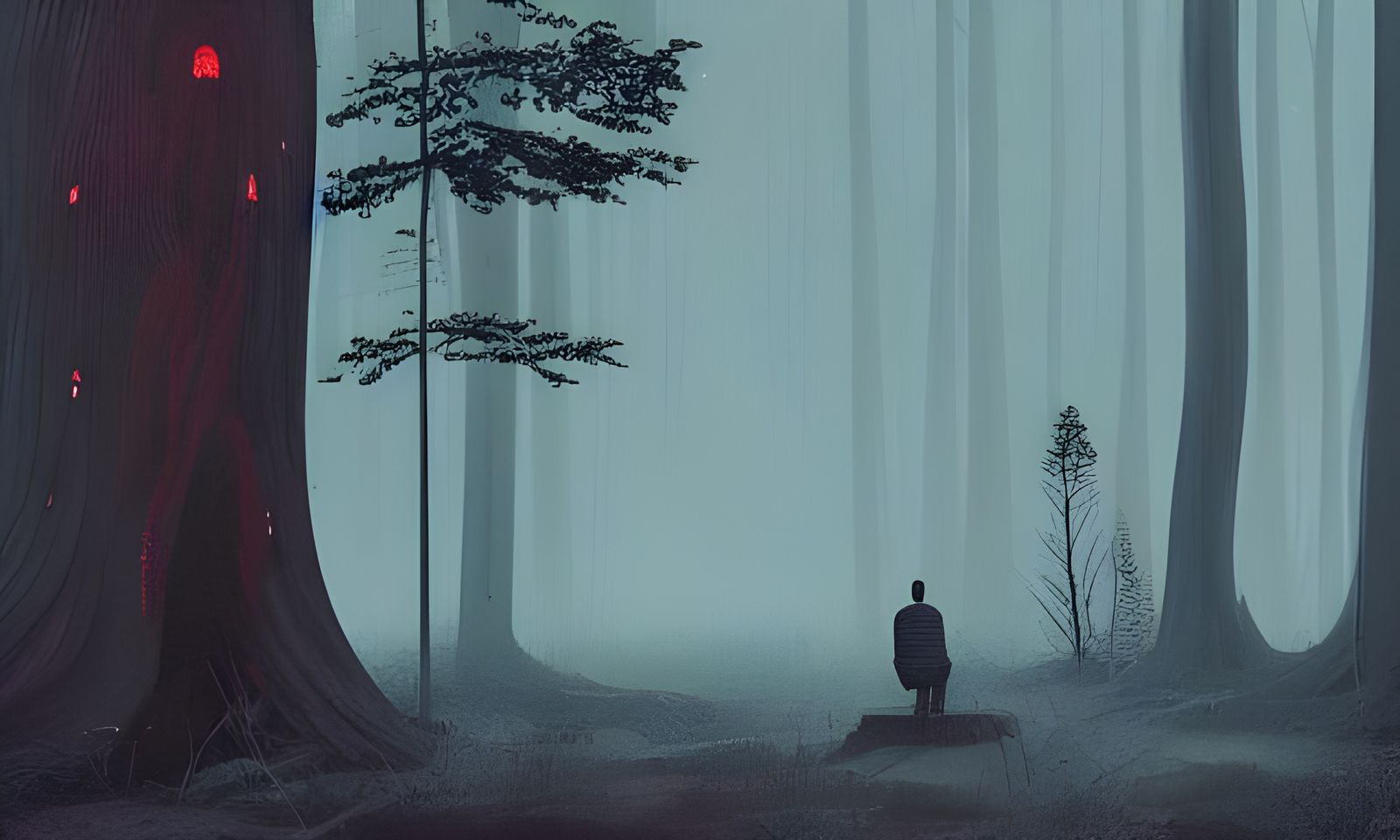Lonely Man in Forest: Matte Painting by Ismail Inceoglu