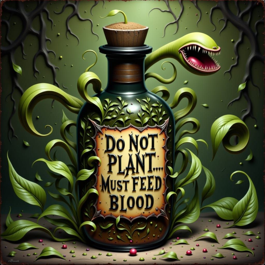 Eerie Piranha Plant in Apothecary Bottle