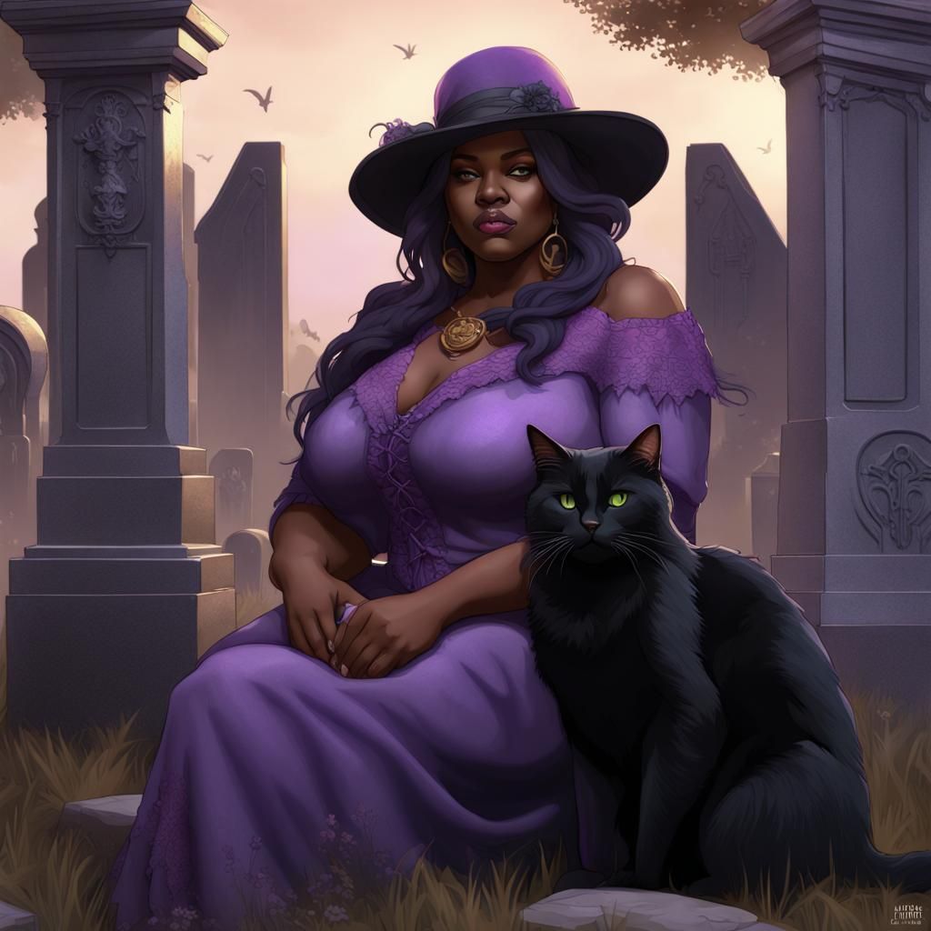Maman Brigitte Portrait with Cats in Cemetery