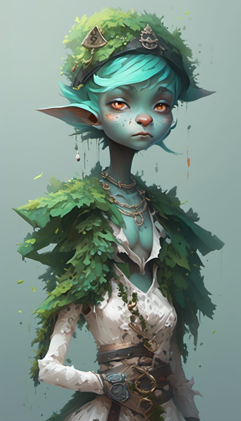 Misty Forest Gnome in Stylized Polygon Art
