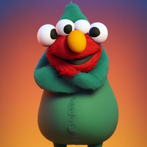 Elmo from Sesame Street as Obese Wizard