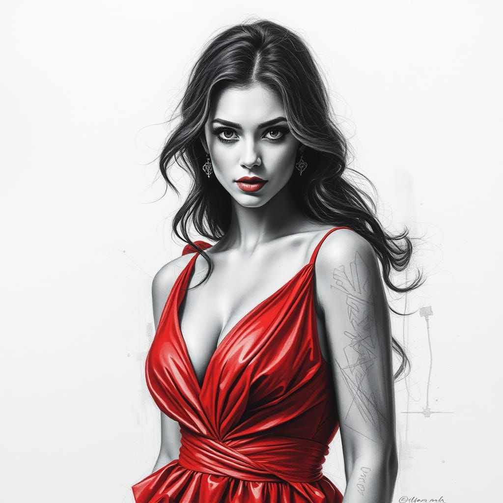 A Timeless Black and White Portrait in Charcoal Drawing