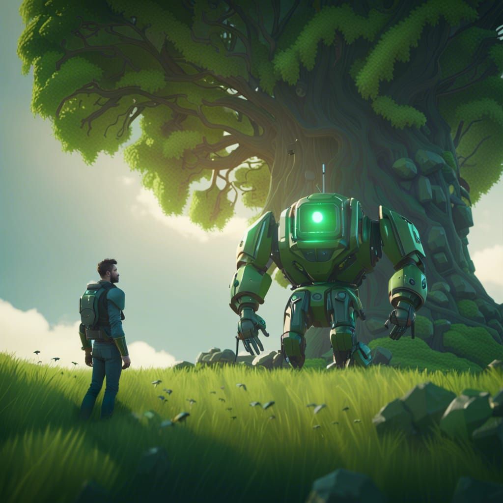 Robot Plains: 3D Game Cinematic Scene