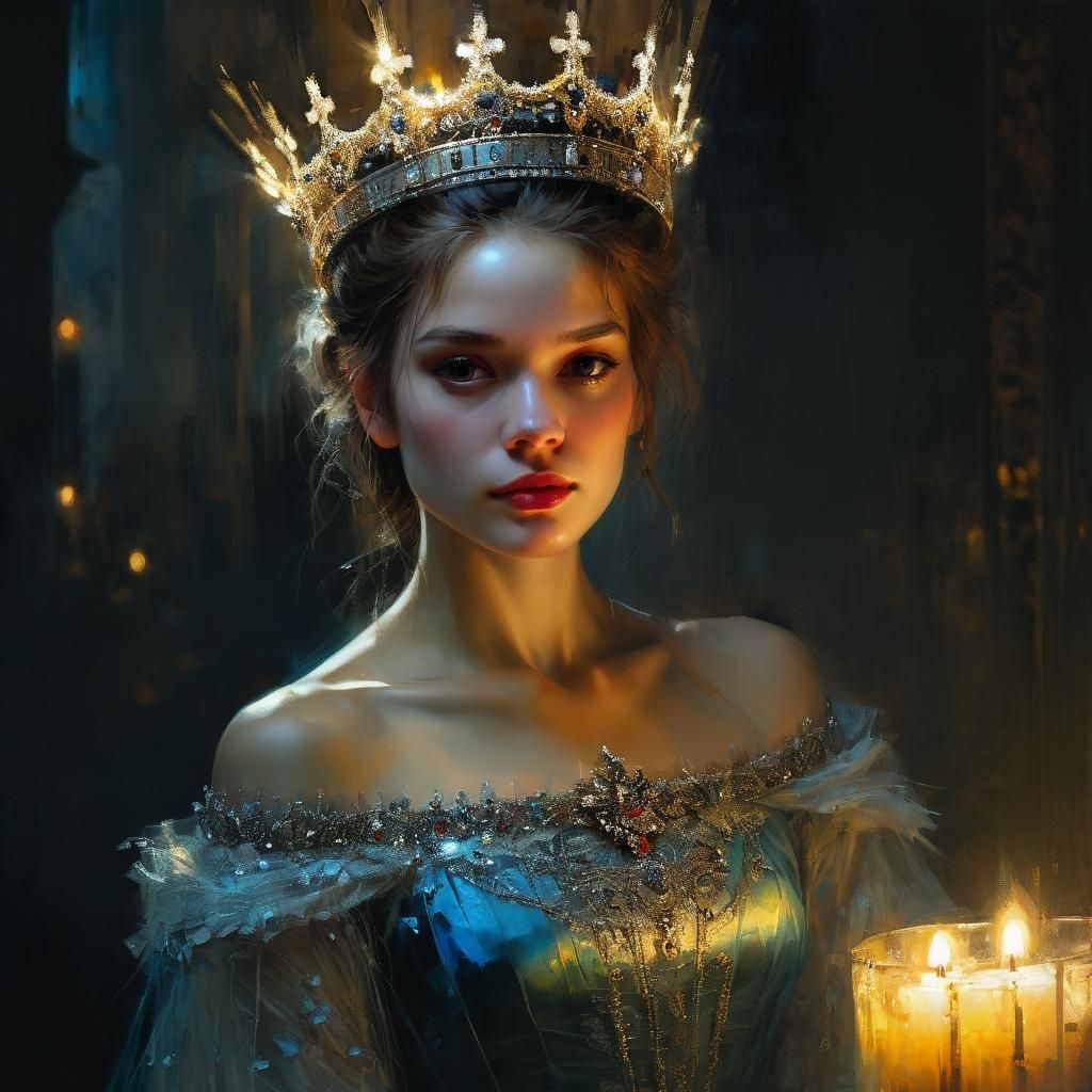 Princess Portrait in Natural Candlelight, Fine Art