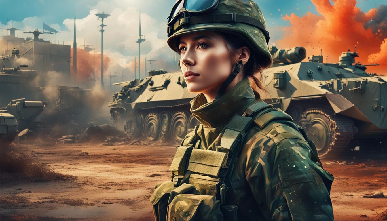 Woman in Military Uniform on Training Ground