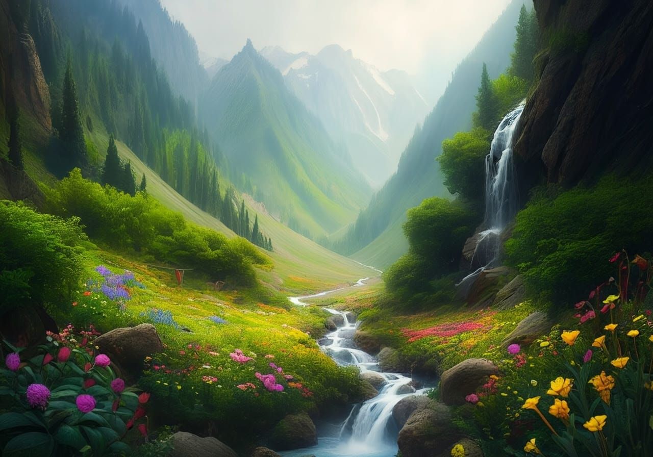 Mystical Shangri-La Valley in Kunlun Mountains