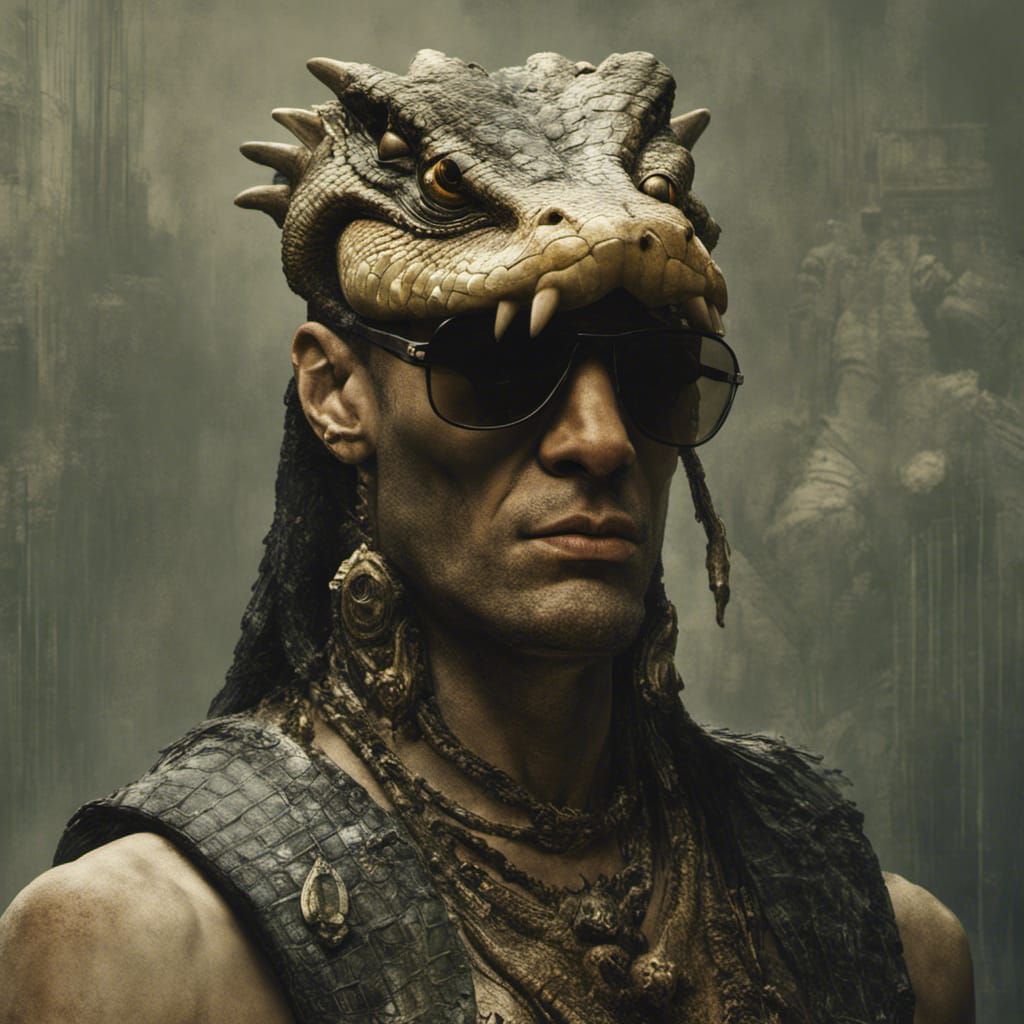 Egyptian God Sobek Crocodile Head Portrait