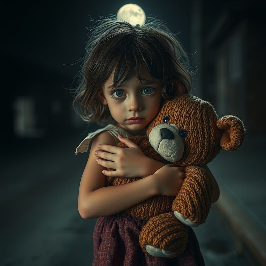 Little Girl with Teddy Bear #04