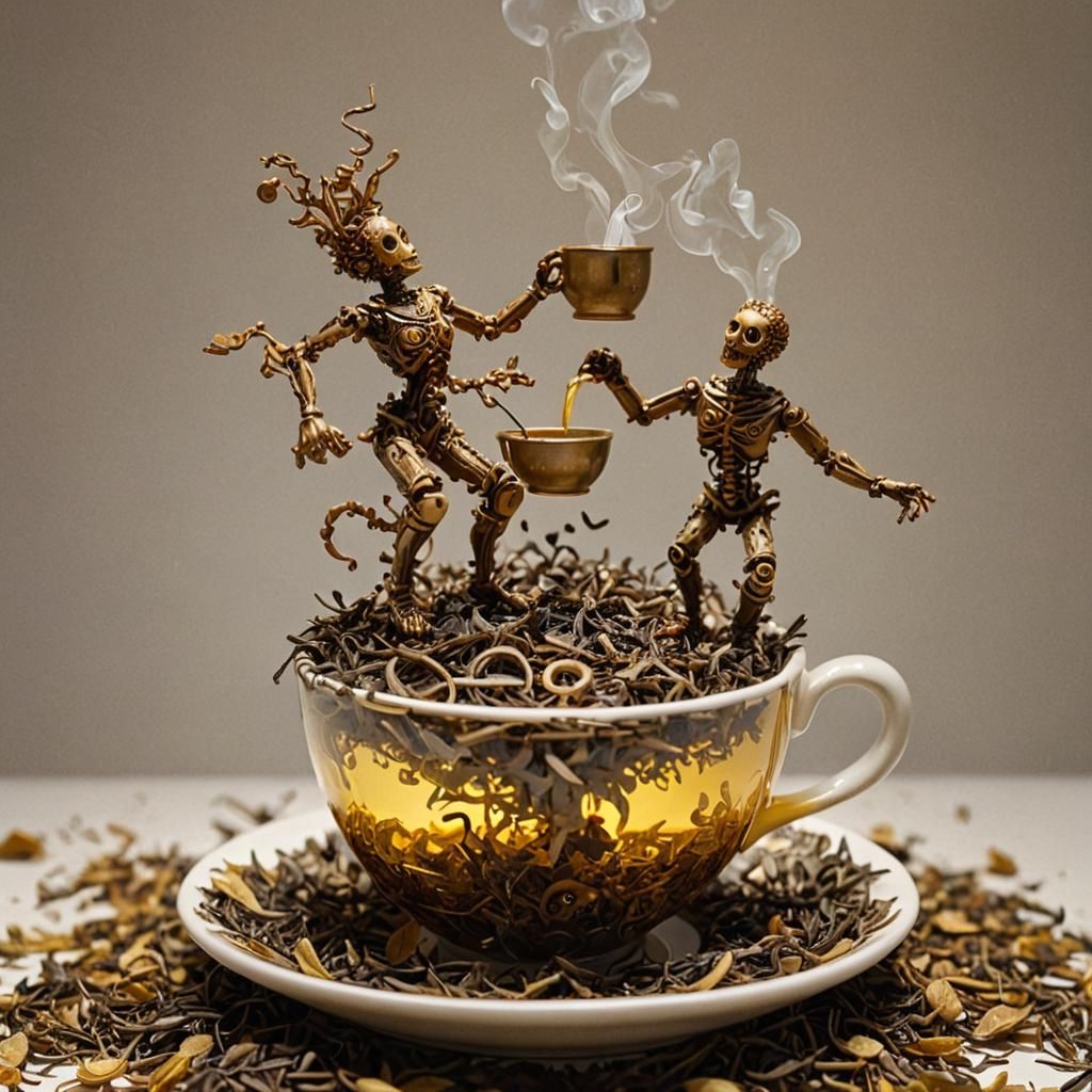 Tea Leaf People in Teacup Laboratory, Surrealism