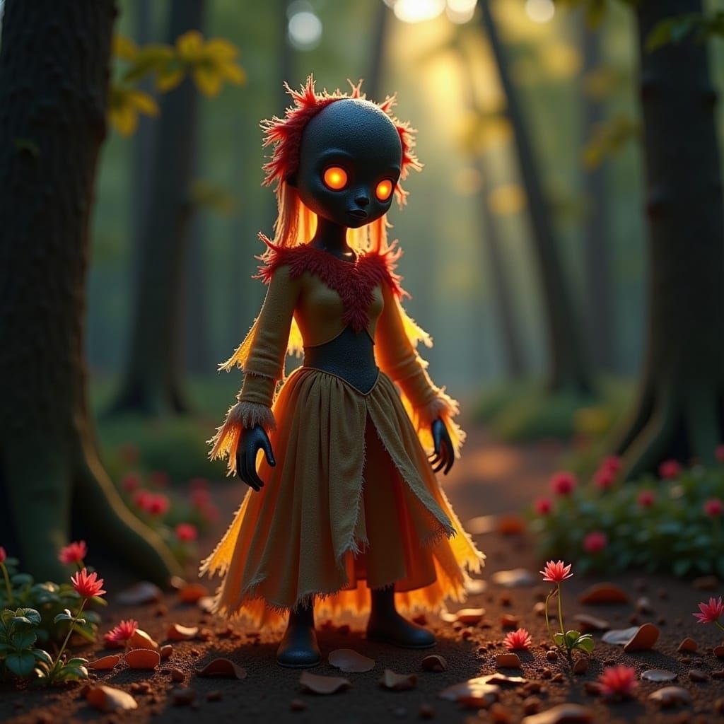 Enchanted Forest Scarecrow in Whimsical Gummy World