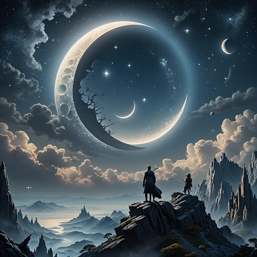 Fantasy Prince on the Moon in Matte Painting Style