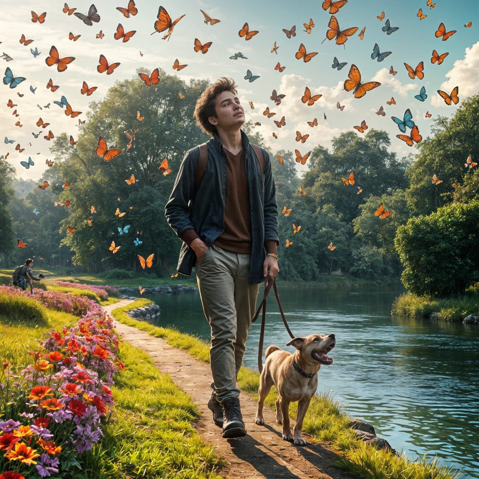 Serene Morning Scene in Vibrant Parkland