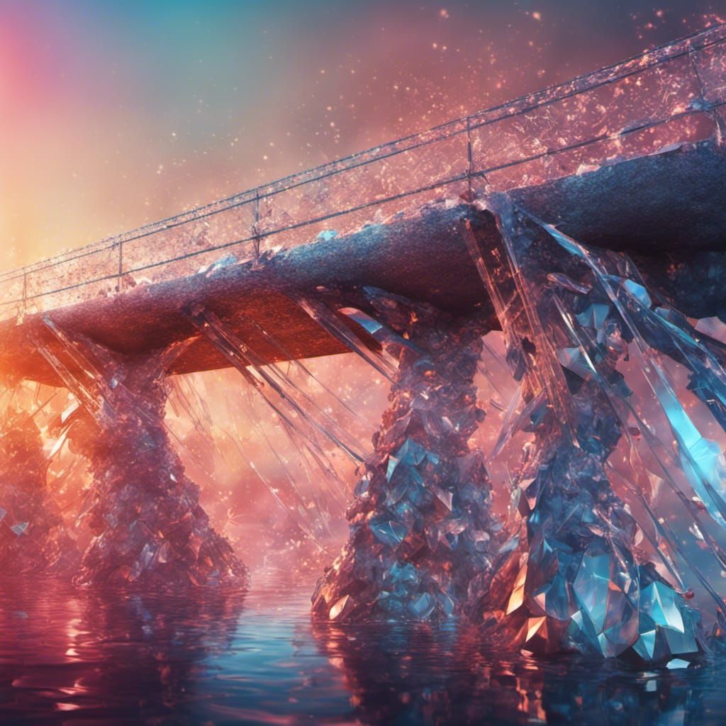 Hyperrealistic Crystal Bridge Splash Art