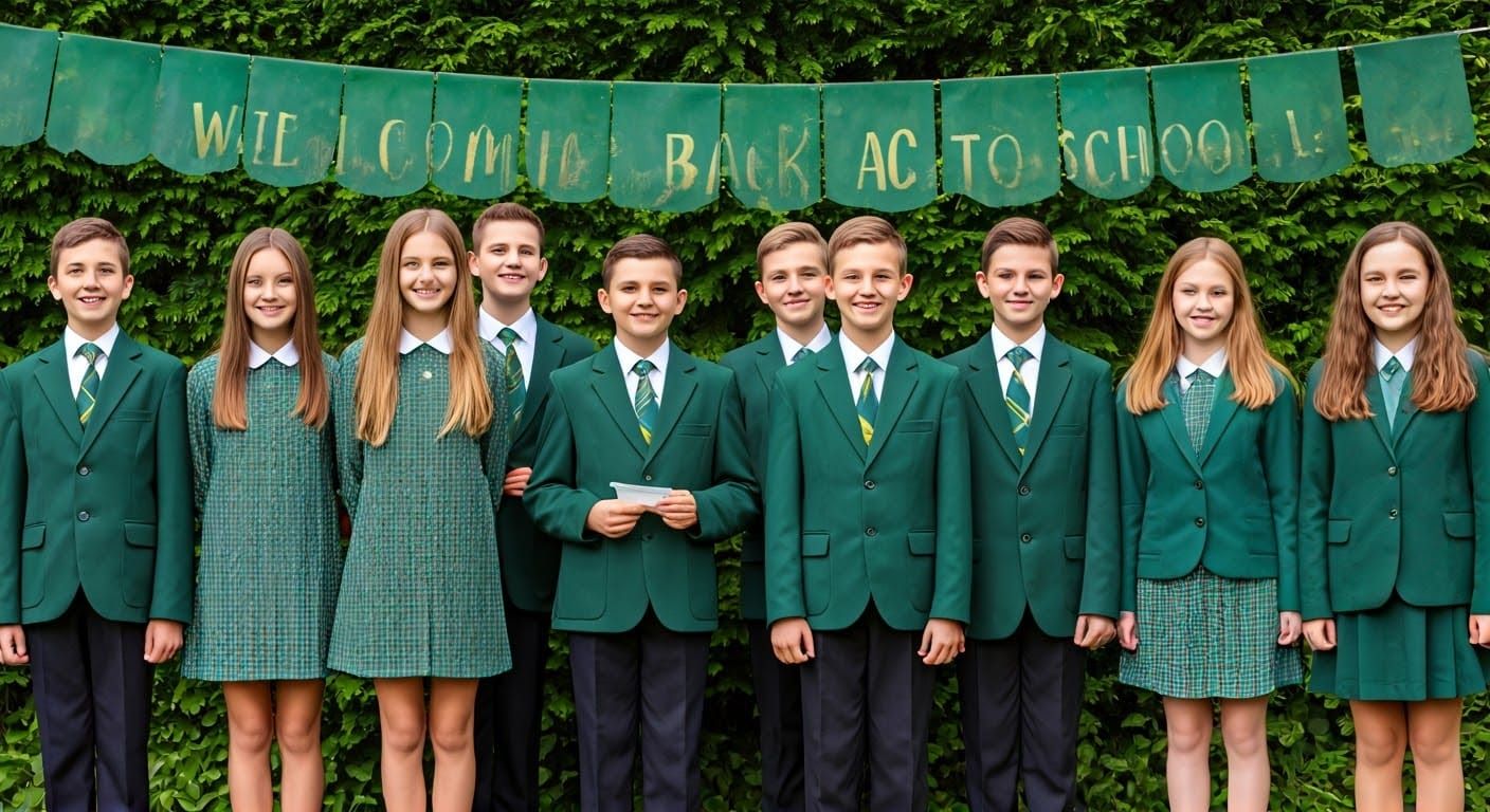 Welcome Back to School Banner with Cheerful Students