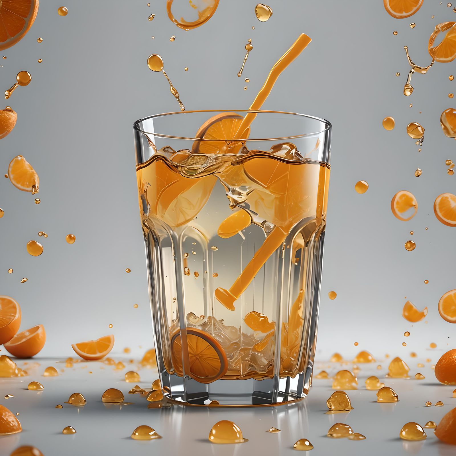 Orange Juice Still Life: Detailed Digital Painting