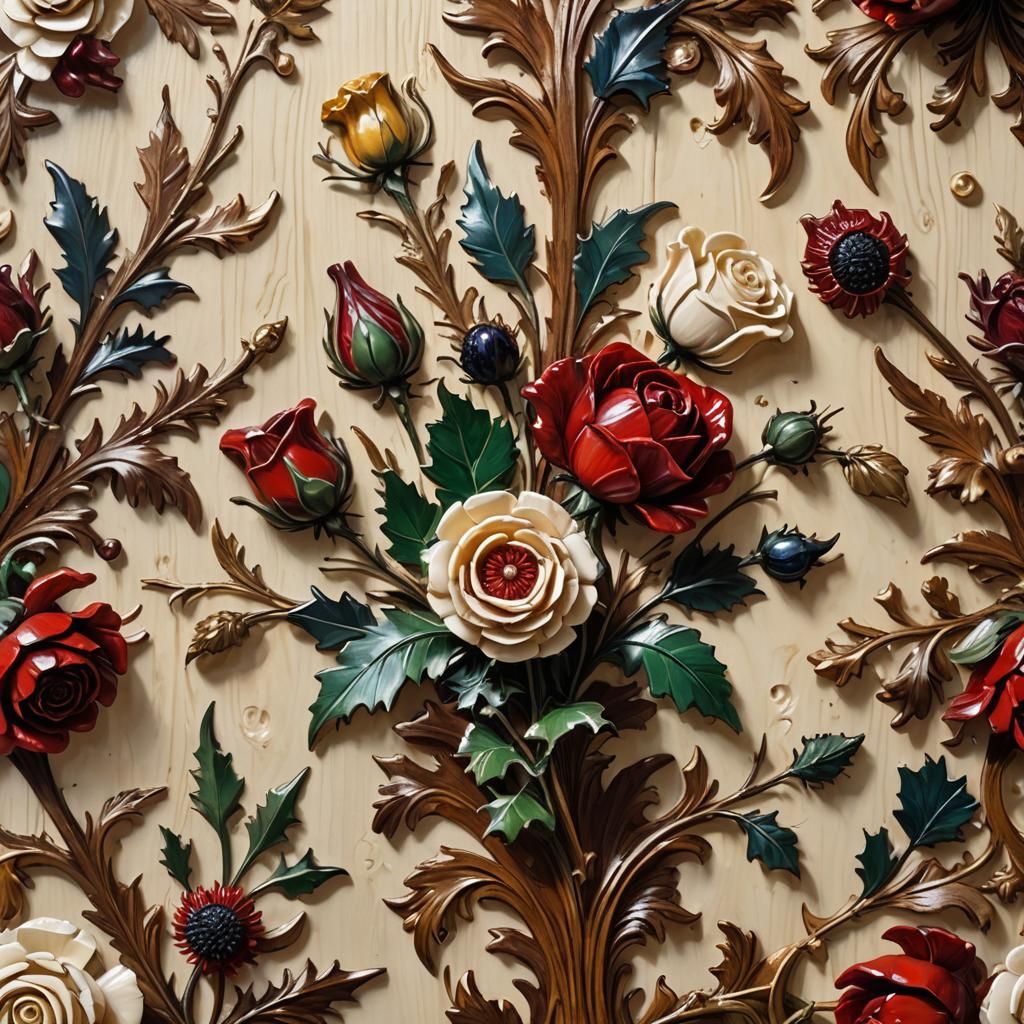 Baroque Floral Still Life in Oil Painting Style