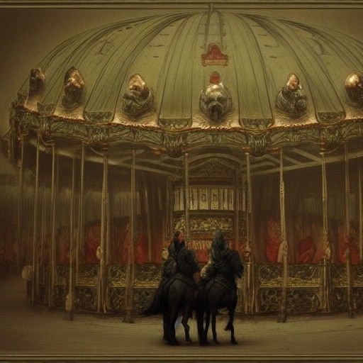 Haunting Carousel Horses in Dark Fantasy Style