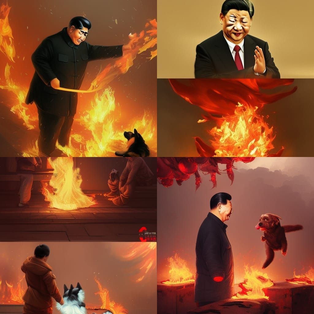 Xi Jinping Rescuing Dogs: Hyperdetailed Portrait