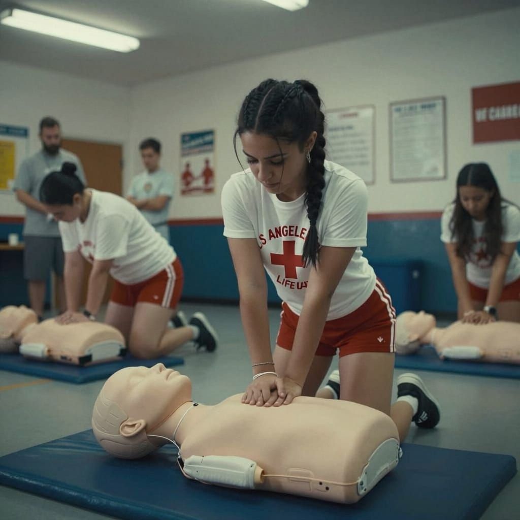 Punk Girl Performing CPR in Venice Beach Lifeguard Station