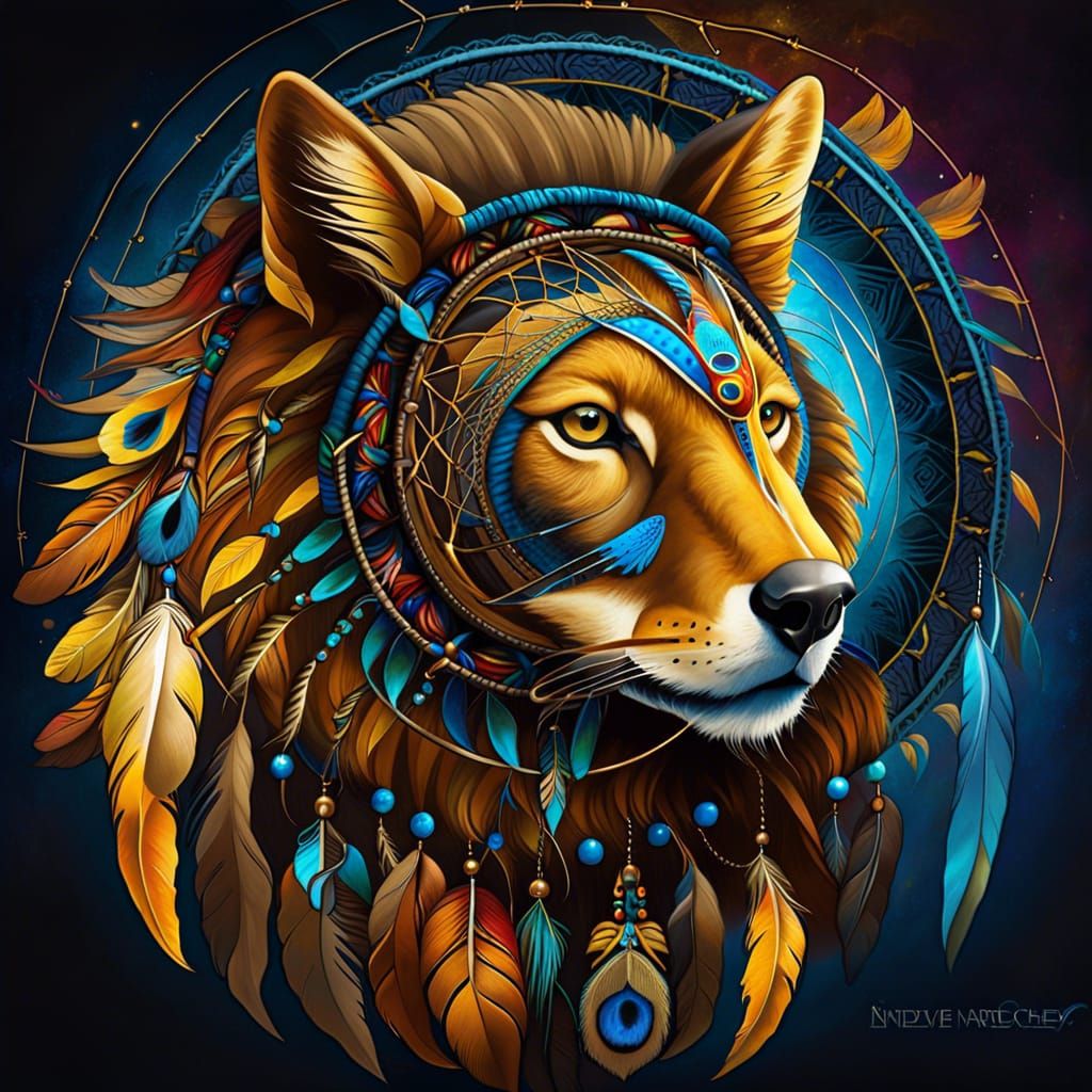 Hybrid Animal Dreamcatcher in Abstract Style