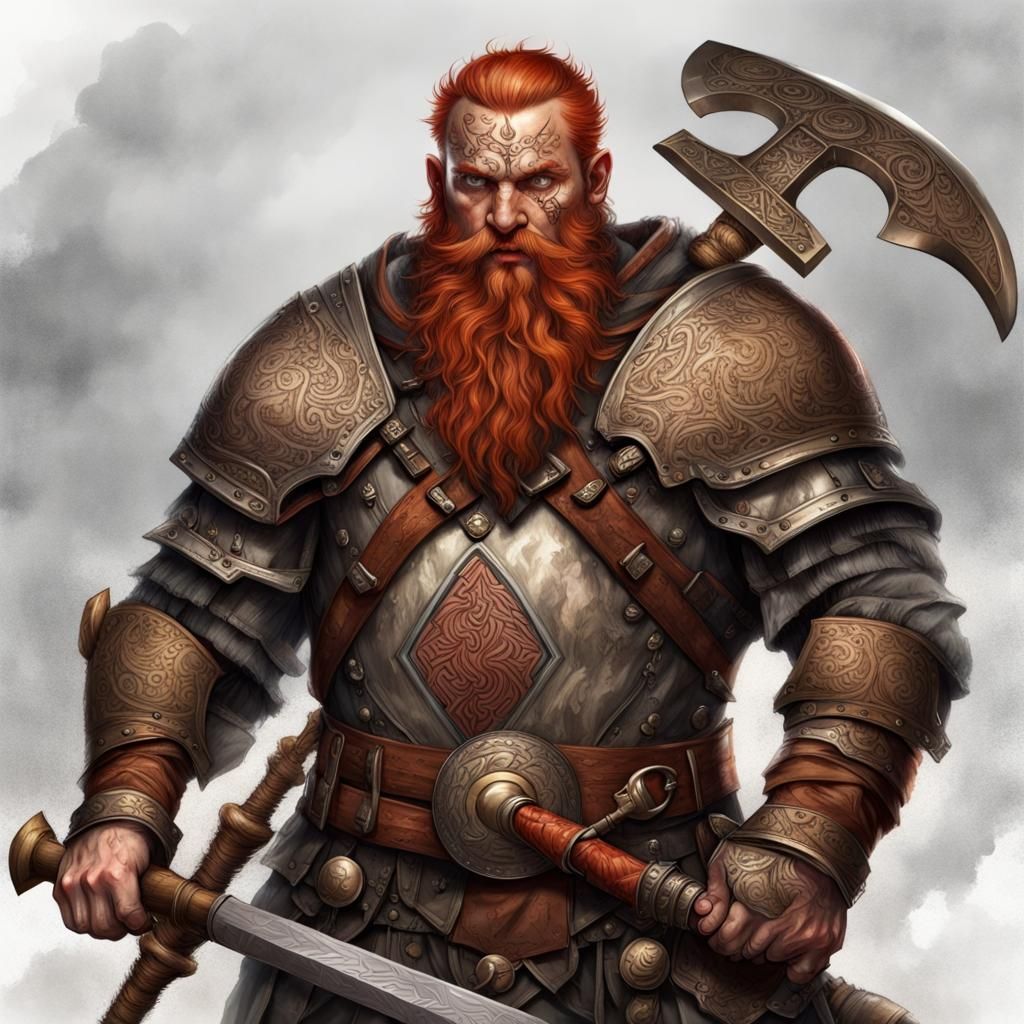 Dwarf Warrior in Battle: Hyperrealistic Concept Art