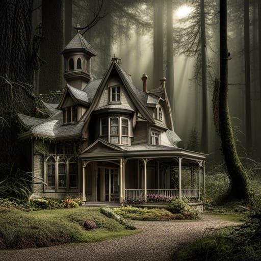 Hyper Realistic Haunted House Model Photograph