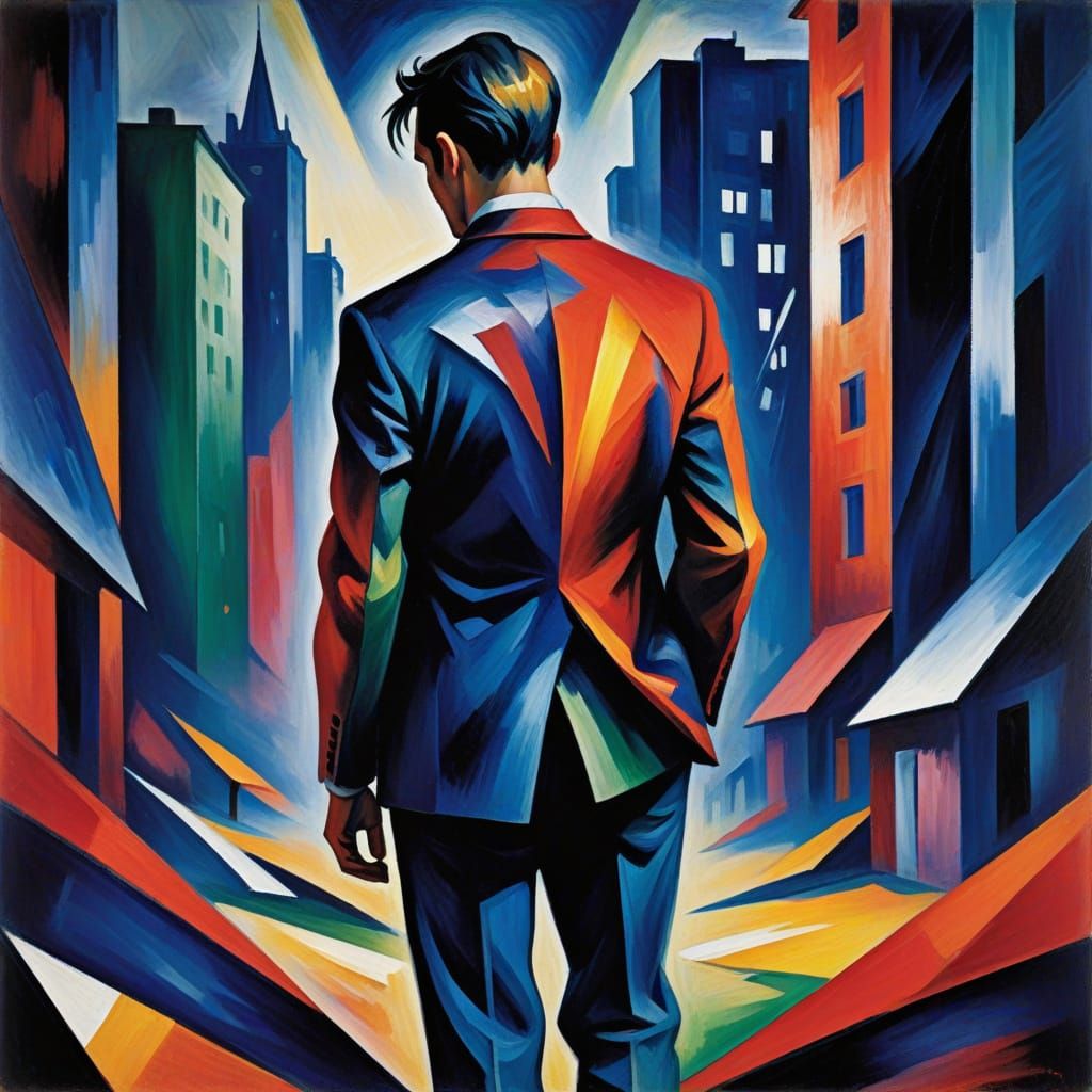 Distorted Cityscape in Expressionist Style