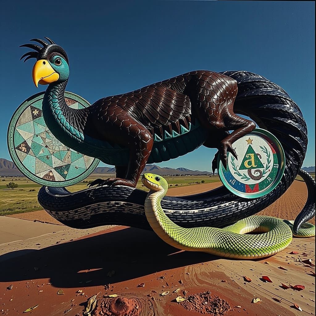 Mythical Chimera Creature with Teal Hair and Yellow Flower