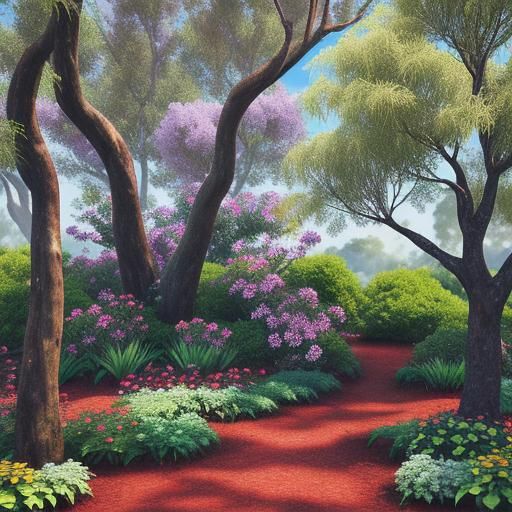 Psychedelic Rainforest with Moss and Vines in Photorealistic...