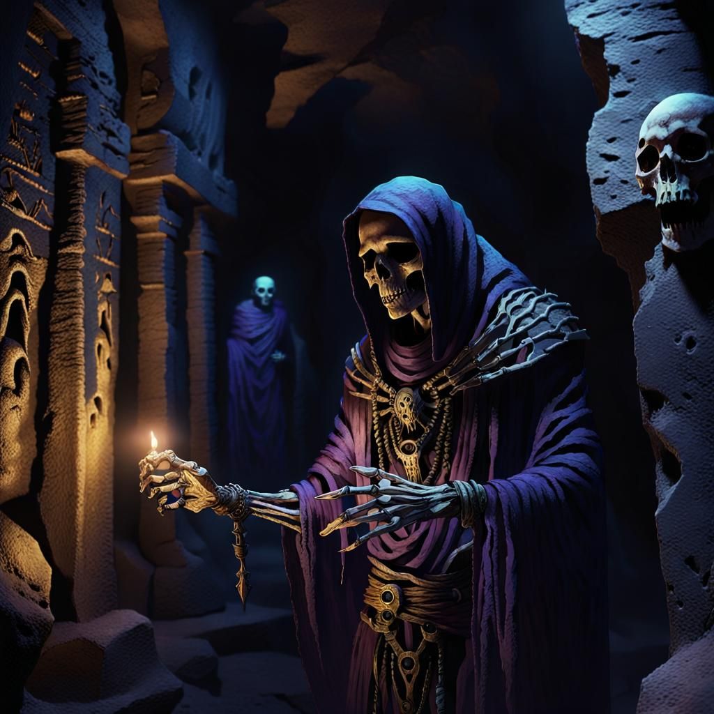 Dark Fantasy: Skeletal Form Drains Warpriest's Life