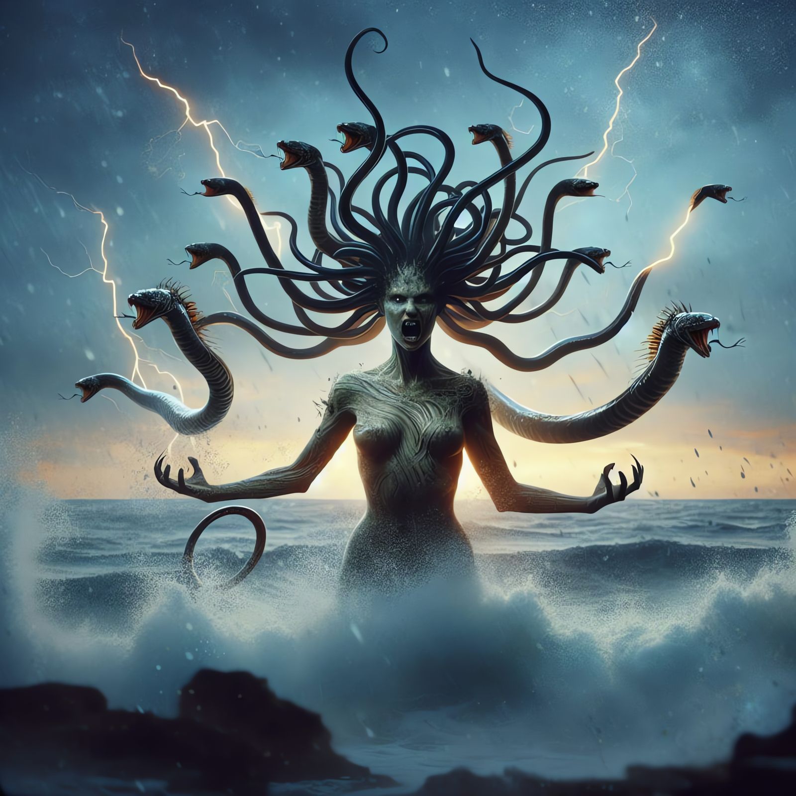 Goddess of the Ocean: A Medusa Double Exposure
