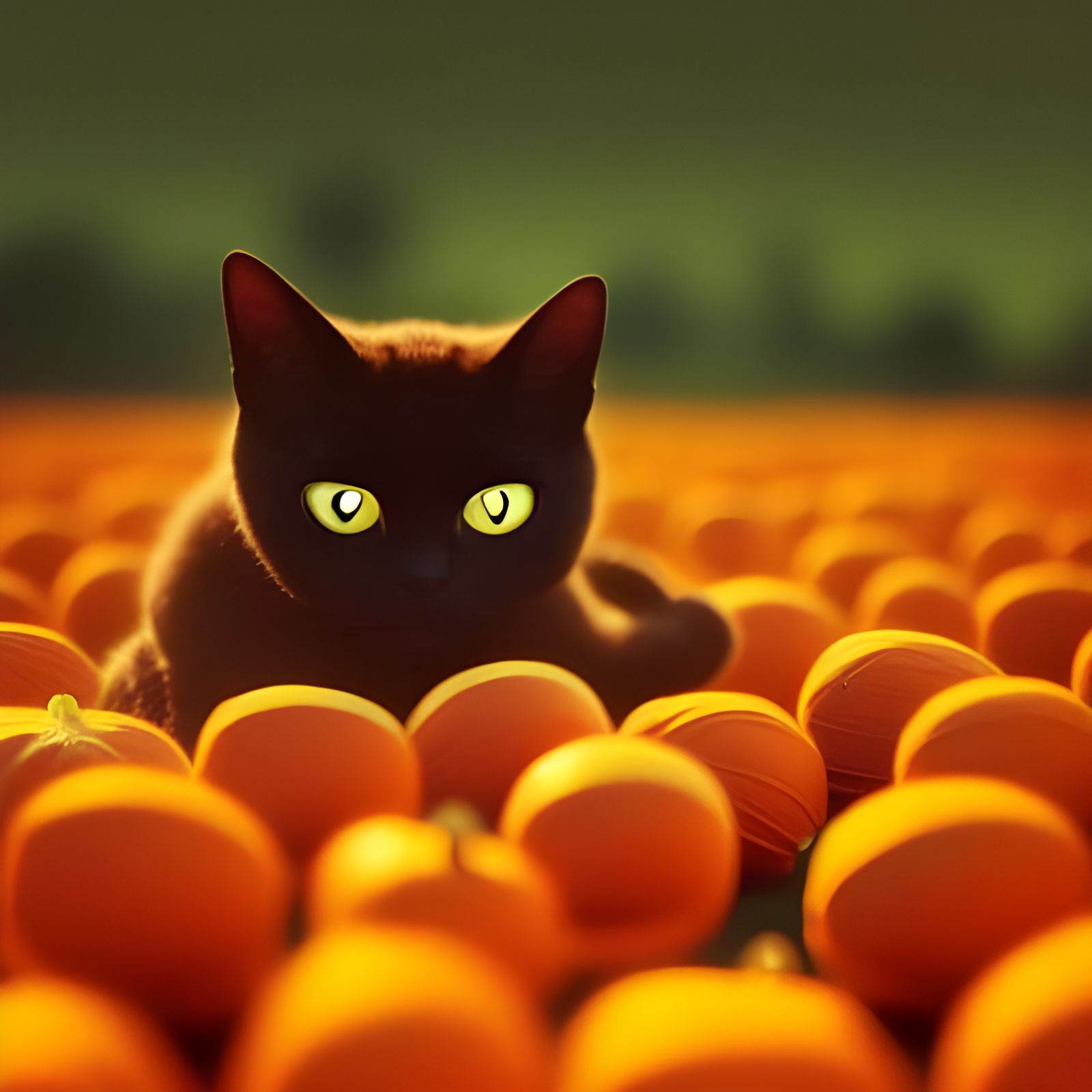 Cute Cat in a Pumpkin Patch: Autochrome Photography