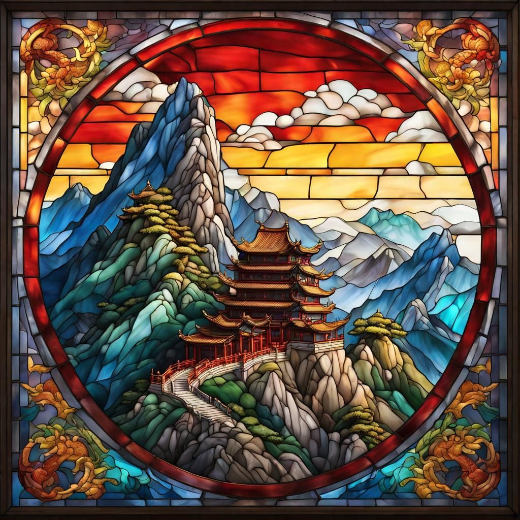 Stained glass of the China laojun mountain
