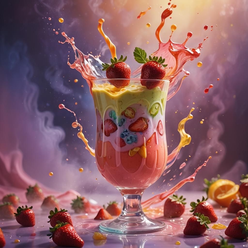 Strawberry Tango Smoothie in Art Nouveau Style