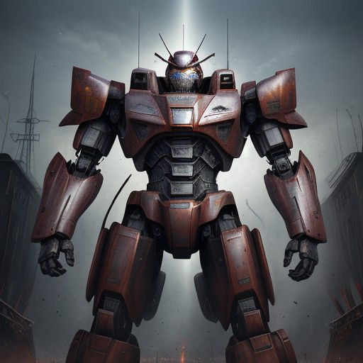 Cyberpunk-Inspired Mecha Illustration in Desert Landscape