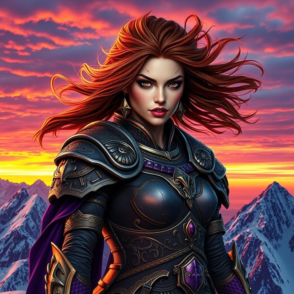 Empowered Warrior Woman: "A powerful feminine figure dressed...